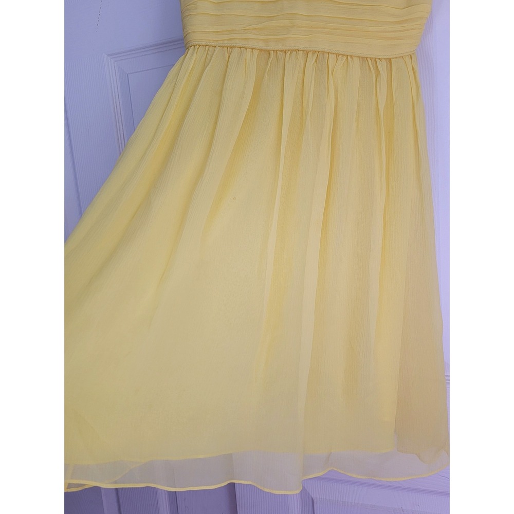 Banana Republic 100% Silk Yellow Lauren GG Mini Dress Fit & Flare Size 4 - Picture 3 of 14